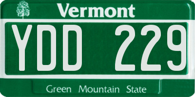 VT license plate YDD229