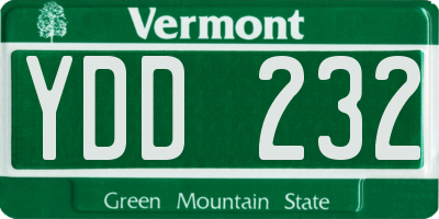 VT license plate YDD232