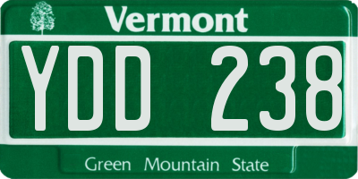 VT license plate YDD238
