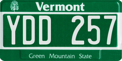 VT license plate YDD257
