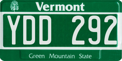 VT license plate YDD292