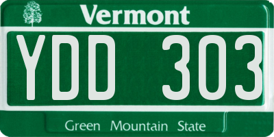 VT license plate YDD303