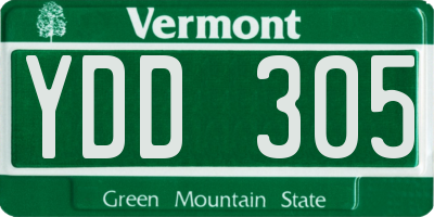 VT license plate YDD305