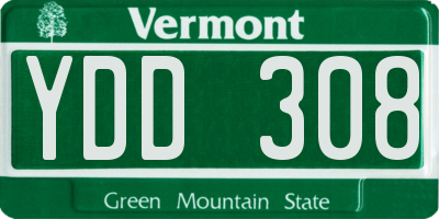 VT license plate YDD308