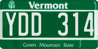 VT license plate YDD314