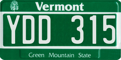 VT license plate YDD315