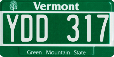 VT license plate YDD317