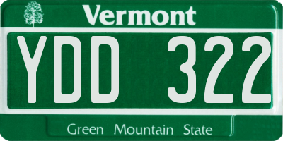 VT license plate YDD322