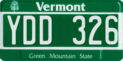 VT license plate YDD326