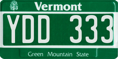 VT license plate YDD333