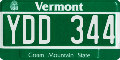 VT license plate YDD344