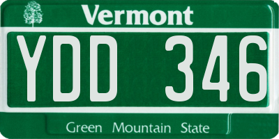 VT license plate YDD346