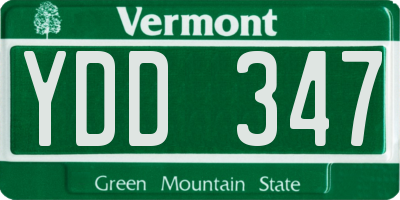 VT license plate YDD347