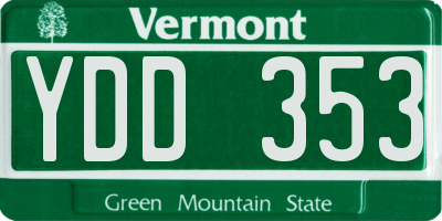 VT license plate YDD353