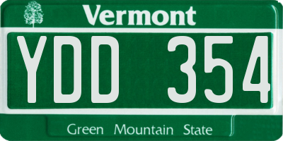 VT license plate YDD354