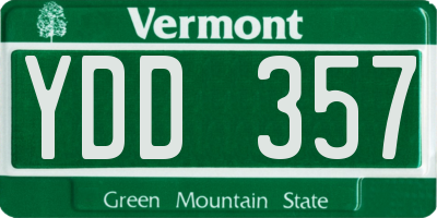 VT license plate YDD357