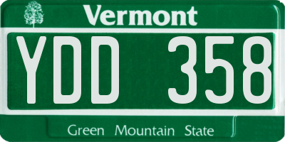 VT license plate YDD358