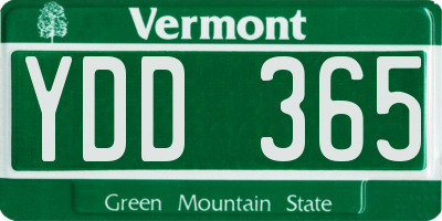 VT license plate YDD365