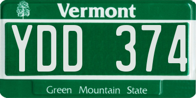 VT license plate YDD374