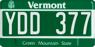 VT license plate YDD377