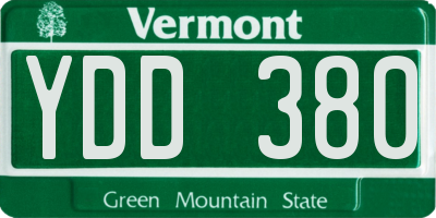 VT license plate YDD380