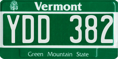 VT license plate YDD382