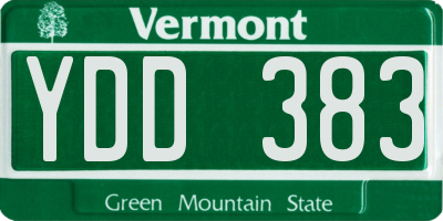 VT license plate YDD383