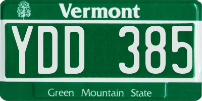 VT license plate YDD385