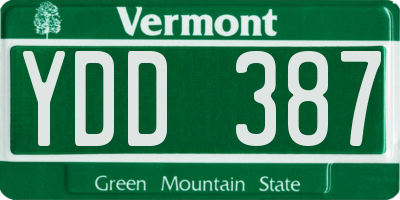 VT license plate YDD387