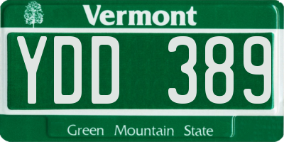 VT license plate YDD389