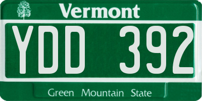 VT license plate YDD392
