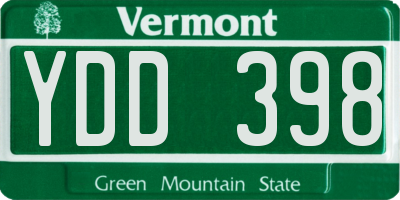 VT license plate YDD398