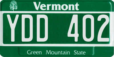 VT license plate YDD402