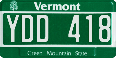 VT license plate YDD418