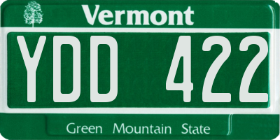 VT license plate YDD422