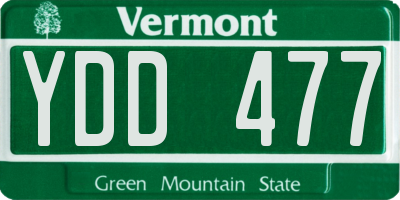 VT license plate YDD477