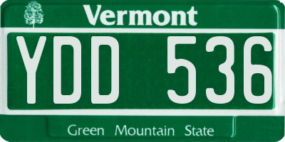 VT license plate YDD536