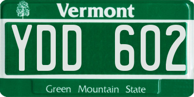 VT license plate YDD602