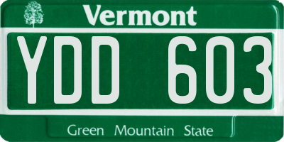 VT license plate YDD603
