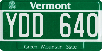 VT license plate YDD640