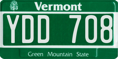 VT license plate YDD708