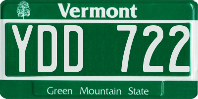 VT license plate YDD722