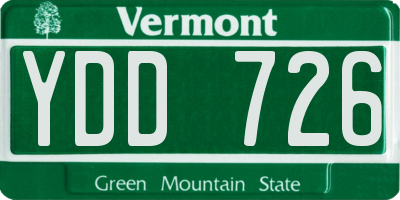 VT license plate YDD726