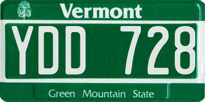 VT license plate YDD728