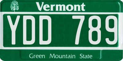 VT license plate YDD789