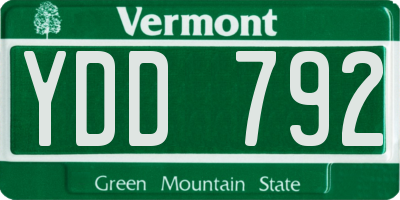 VT license plate YDD792