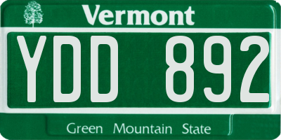 VT license plate YDD892