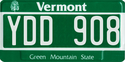 VT license plate YDD908