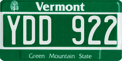 VT license plate YDD922