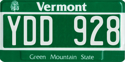 VT license plate YDD928